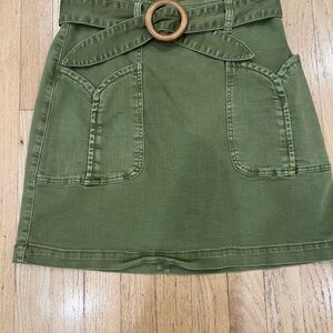 Anthropologie Green A-Line Skirt with Belt